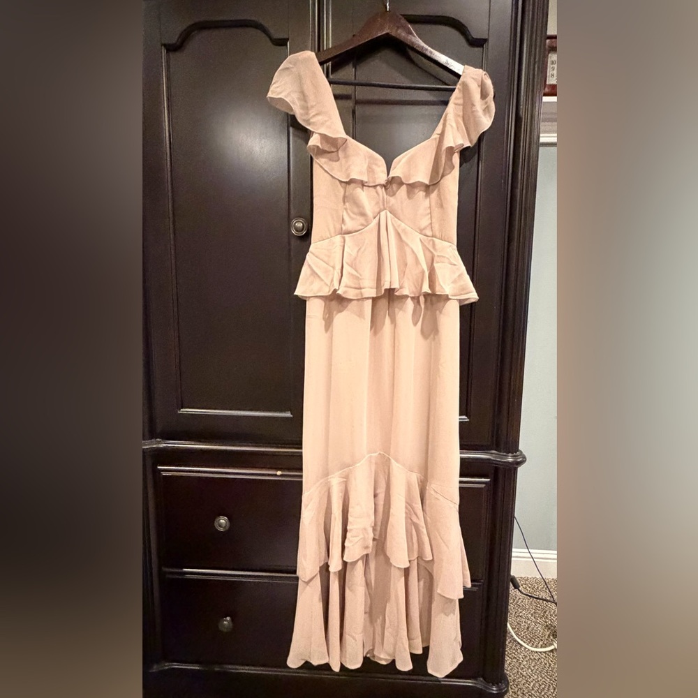 MUMU Blush Pink Ruffle Maxi Dress NWT Small